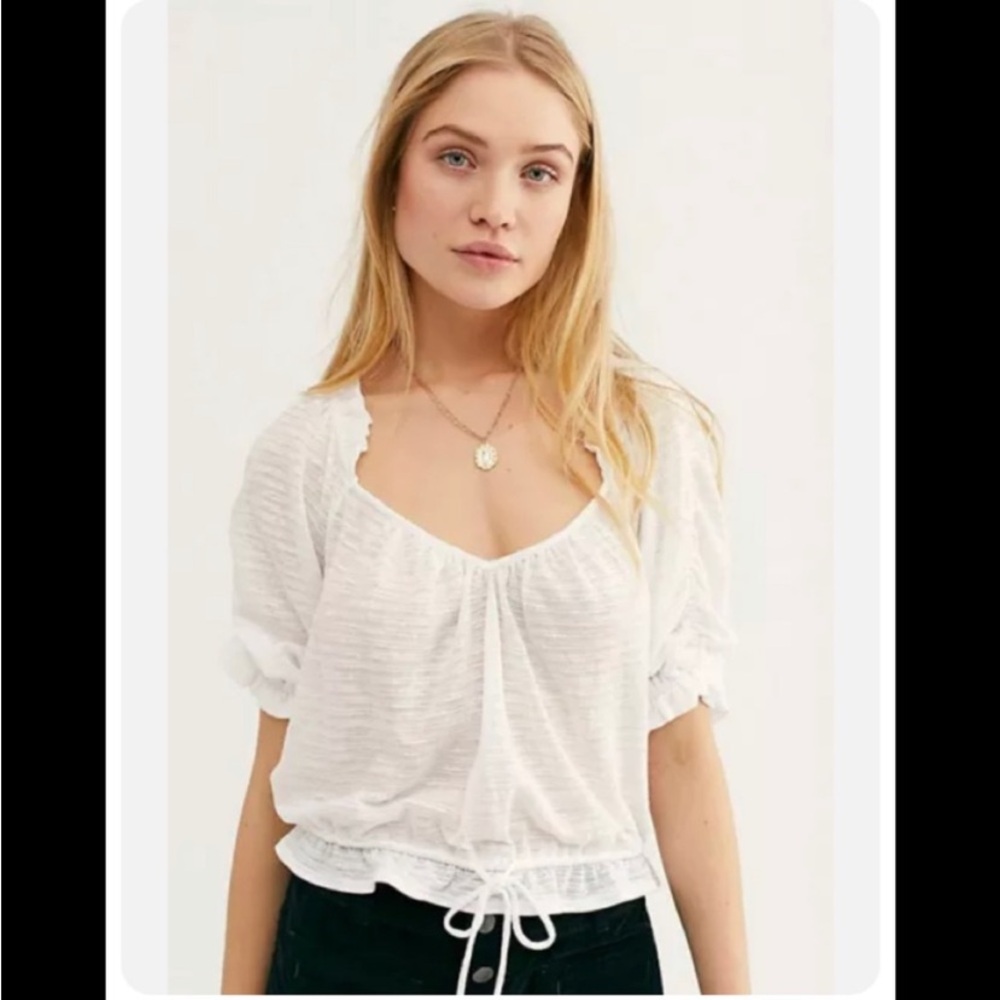 Free People Dorothy Short Sleeve Blouse Top